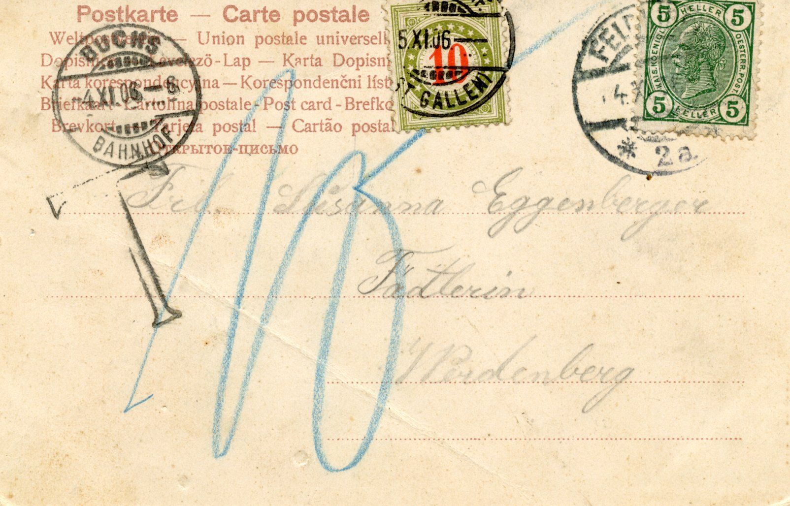 Cartoline postali: Feldkirch Vorarlberg – Usato da Ruggell venduto da spalkur42 1