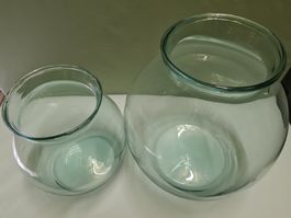 2 big glass bowls/vases