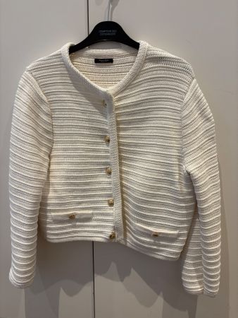 Gilet Massimo Dutti écru en maille, taille M, occasion
