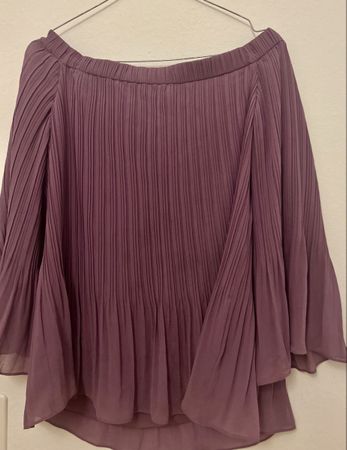 Massimo Dutti Elegant Lilac Pleated Off-shoulder Blouse
