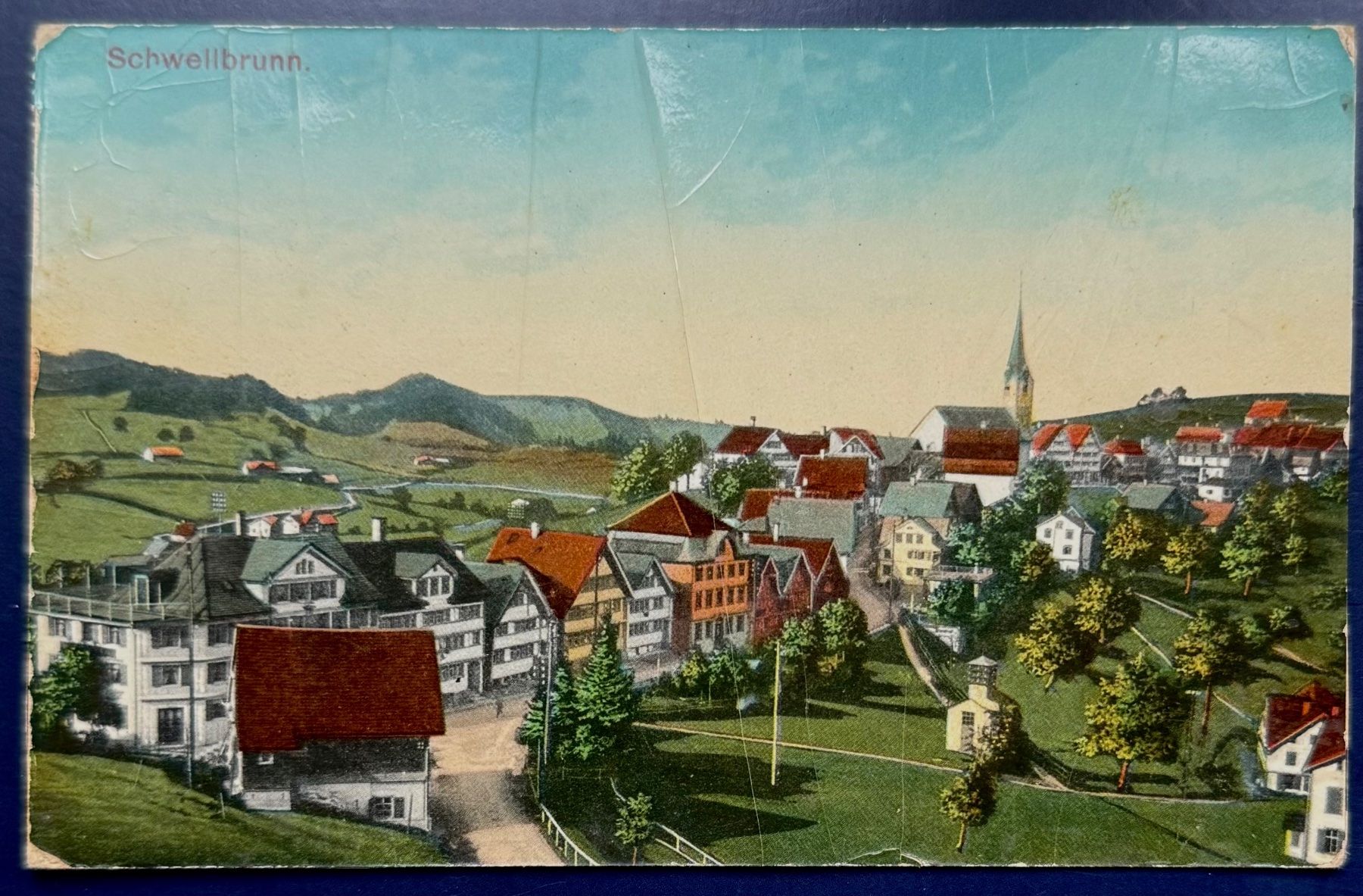 Cartoline postali: Ansichtskarte von Schwellbrunn, AR, um 1920 – Usato da Bern venduto da felberunderground