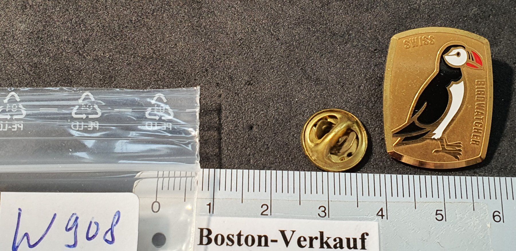 Placchette & Badge: W908 - Pin Tier Vogel - Swiss Birdwatcher – Usato da Reinach BL venduto da Boston-Verkauf 1