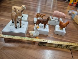 12 Bauernhoftiere aus Holz handgeschnitzt L5