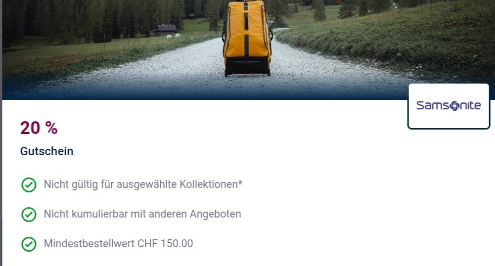 Samsonite Bons: Samsonite 20% Rabatt Gutschein – Neuf avec emballage d'origine à Köniz par Movieportal007
