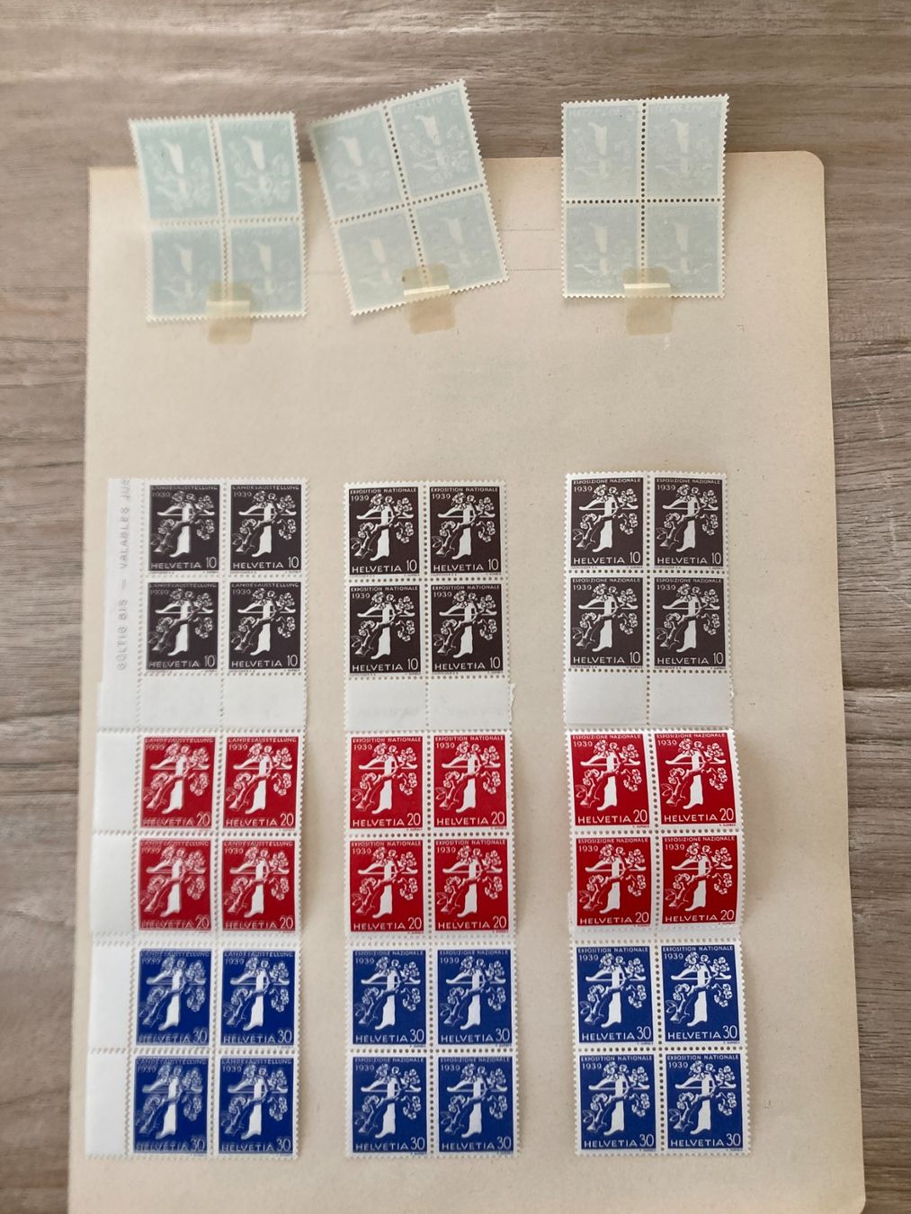 Alle Briefmarken: 228-239 LANDI Viererblöcke ** Kat. 230.- – Neu (gemäss Beschreibung) aus Buchrain von Blochha 1