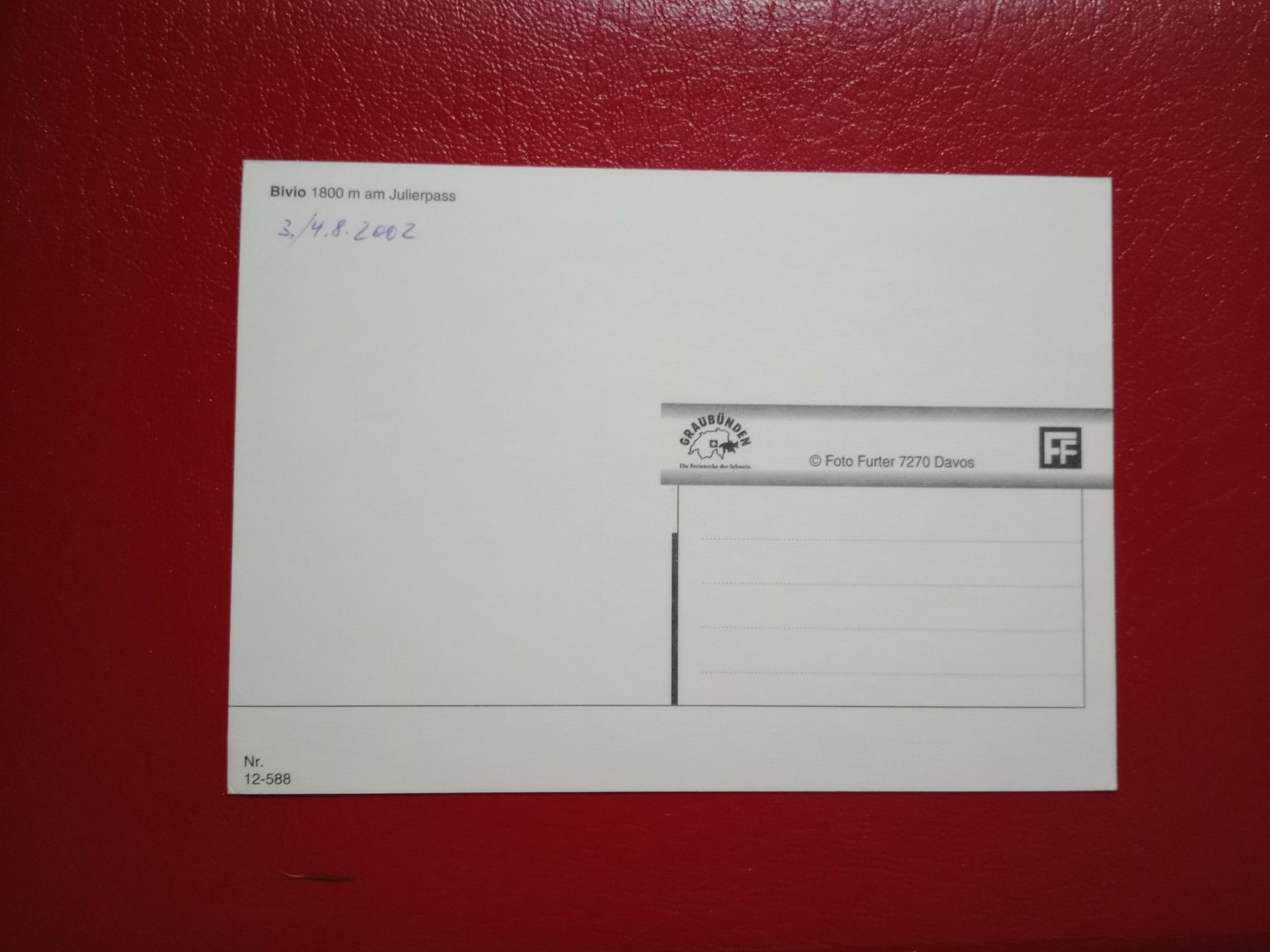Cartoline postali: Bivio am Julierpass Vogelschau datiert 2002 – Usato da Küttigen venduto da Melisch1000 1