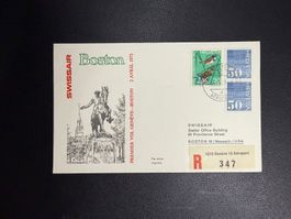 Swissair Erstflugbrief Genf-Boston 1973
