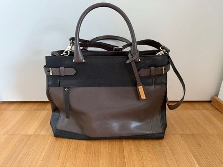 Pasito - Leder Handtasche - schwarz-taupe- Neu & ungetragen