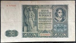 Alte 50 Zloty Banknote Polen 1941
