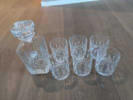 Kristall Whisky Set, Karaffe mit 6 Gläser, Top Zustand!