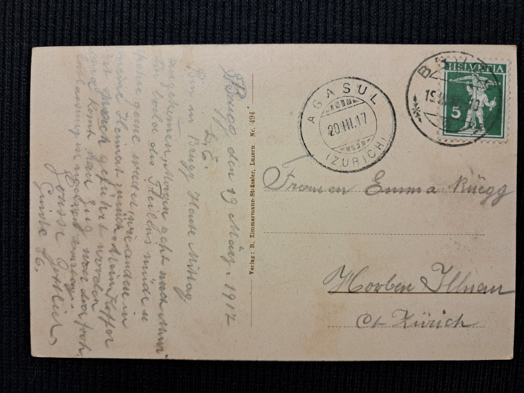 Cartoline postali: BRUGG - 1917 – Usato da Ponto Valentino venduto da giorgia06 1