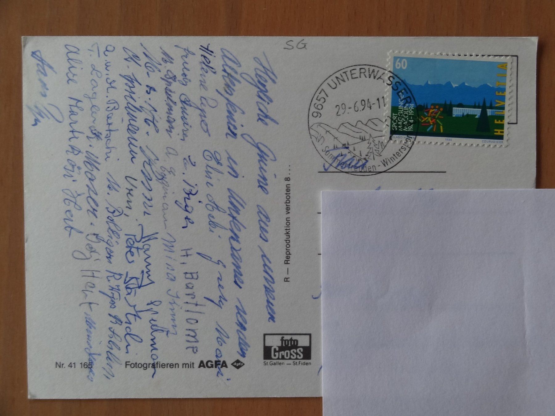 Cartoline postali: Chäserrugg - SG - 1994 – Usato da St Léonard venduto da Riglin 1