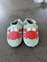 Lederfinkli neu, mint grün mit Krabbe/Krebs