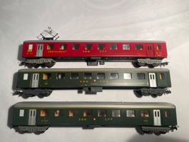 LIMA 3x Personenwagen EW SBB (2x 1. Kl&Rest.) DC Achsen