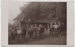 Landwirtschaft/Militär 1910 mit Strohdachhaus