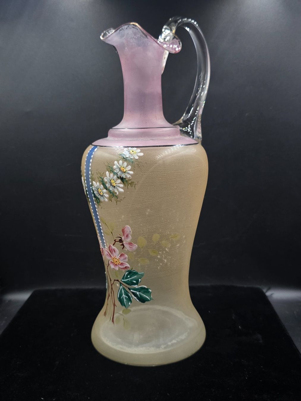 Caraffe: Karaffe aus satiniertem Glas mit Emaille Bemalung – Usato da Rorschacherberg venduto da snOOpydOg11 6