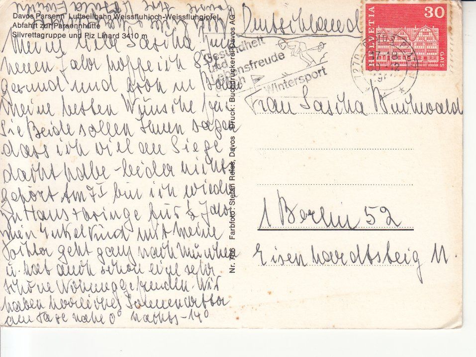 Cartoline postali: Weissfluhjoch Luftseilbahn 1960 – Usato da Bürglen TG venduto da StampGraf 1