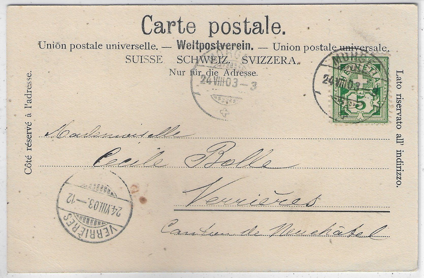 Cartoline postali: Morges - La Grand'Rue - animee 1903 – Usato da Ettingen venduto da Kartenplanet 1
