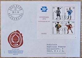 Schweiz First Day FDC Internaba 1974