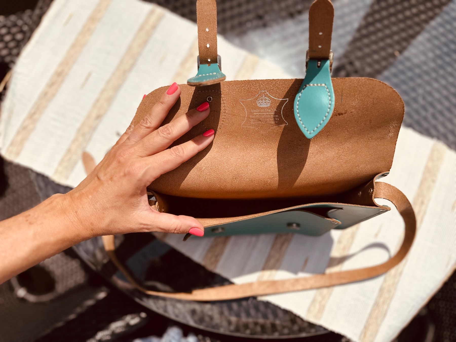 Borse da donna: Ledertasche türkis - neu – Nuovo (secondo la descrizione) da Zufikon venduto da Modestil365 7