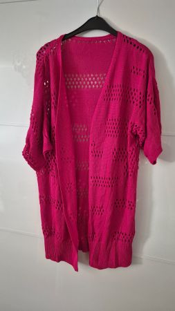 Gilet femme rose framboise ouvert taille L/Xl, neuf