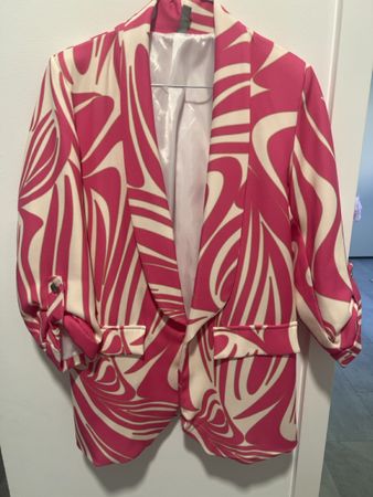 Blazer donna fantasia fucsia bianco taglia unica nuovo
