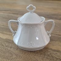 Zuckerdose mit Deckel weiss Porzellan 