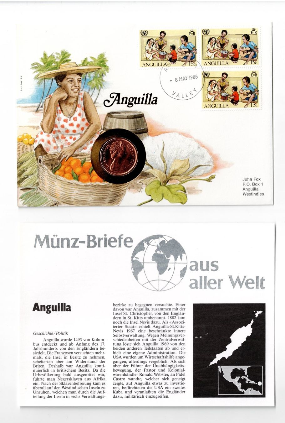 Alle Münzen: Anguilla_1985_Antigua und Barbuda_1984_2 Münzbriefe ab 1.00 – Gebraucht aus Hombrechtikon von Fraese01 1