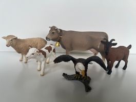 Schleich Bauernhof Set + Adler – 5er-Set tolle Tierfiguren