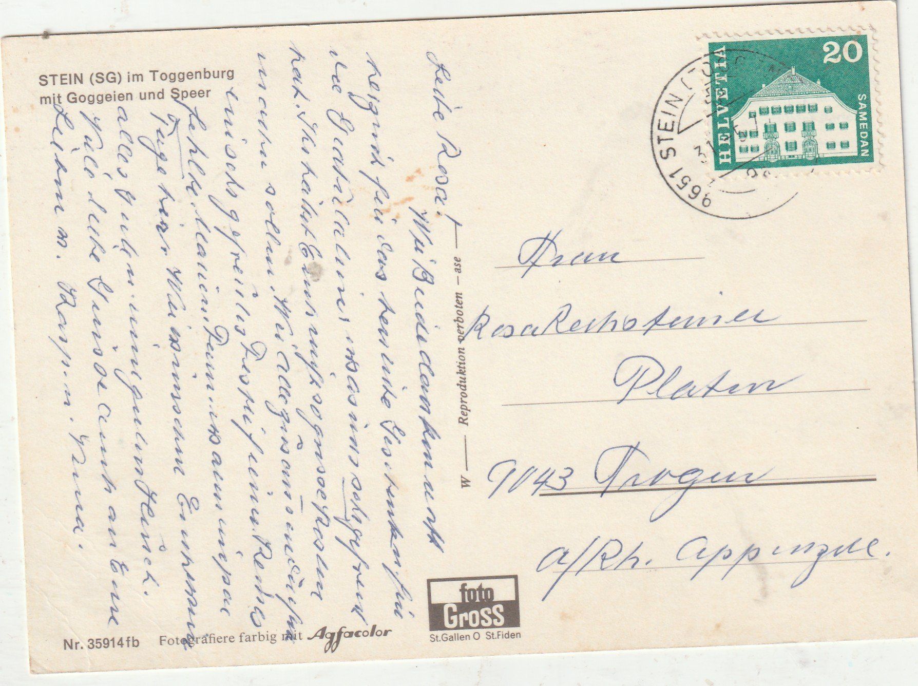 Cartoline postali: Stein SG Toggenburg – Usato da Lumbrein venduto da made02 1