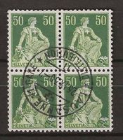 B0113 - Helvetia avec épée 113 Bloc de quatre obl.