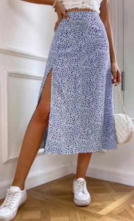 H&M Rock Blumenmuster blau/weiss Grösse 36 - Versand 2.50