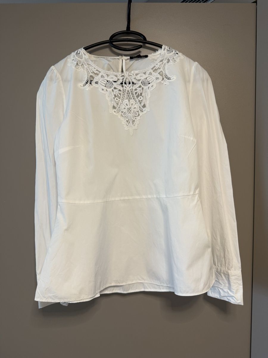 Massimo Dutti Camicette: Massimo Dutti Damenbluse Weiss Grösse 38 mit Spitze – Usato da Zofingen venduto da disupare