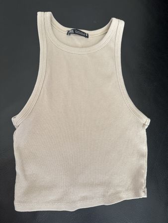 Zara beige ribbed crop top, size M