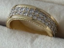 Luxus Elegante Gr: 19/9 Ring Zirkonia Memoire Farbe: Gold