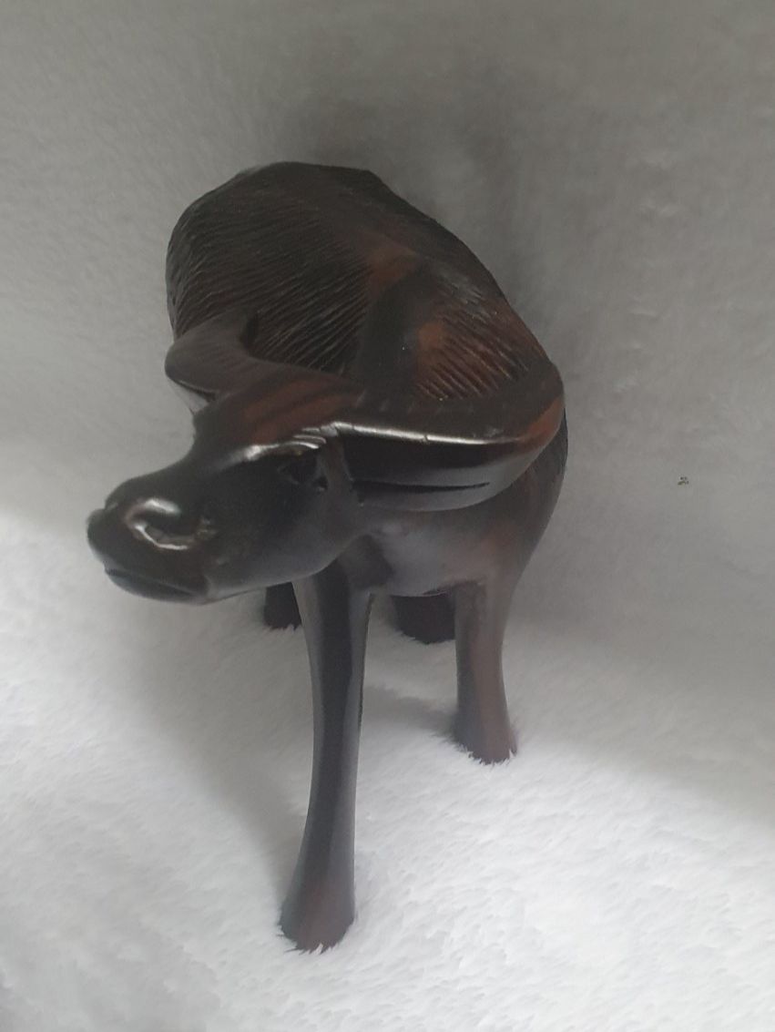Figuren: Handgeschnitzter Wasserbüffel aus Edelholz Vintage Figur – Gebraucht aus Abtwil AG von MaVo.0710 2