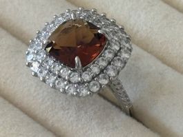 Luxus Elegante Gr.19/9 Ring Farbe: Silber /Braun /Weisd