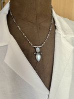 hübsche Halskette Silber 925er mit Mondstein Elementen✨Top