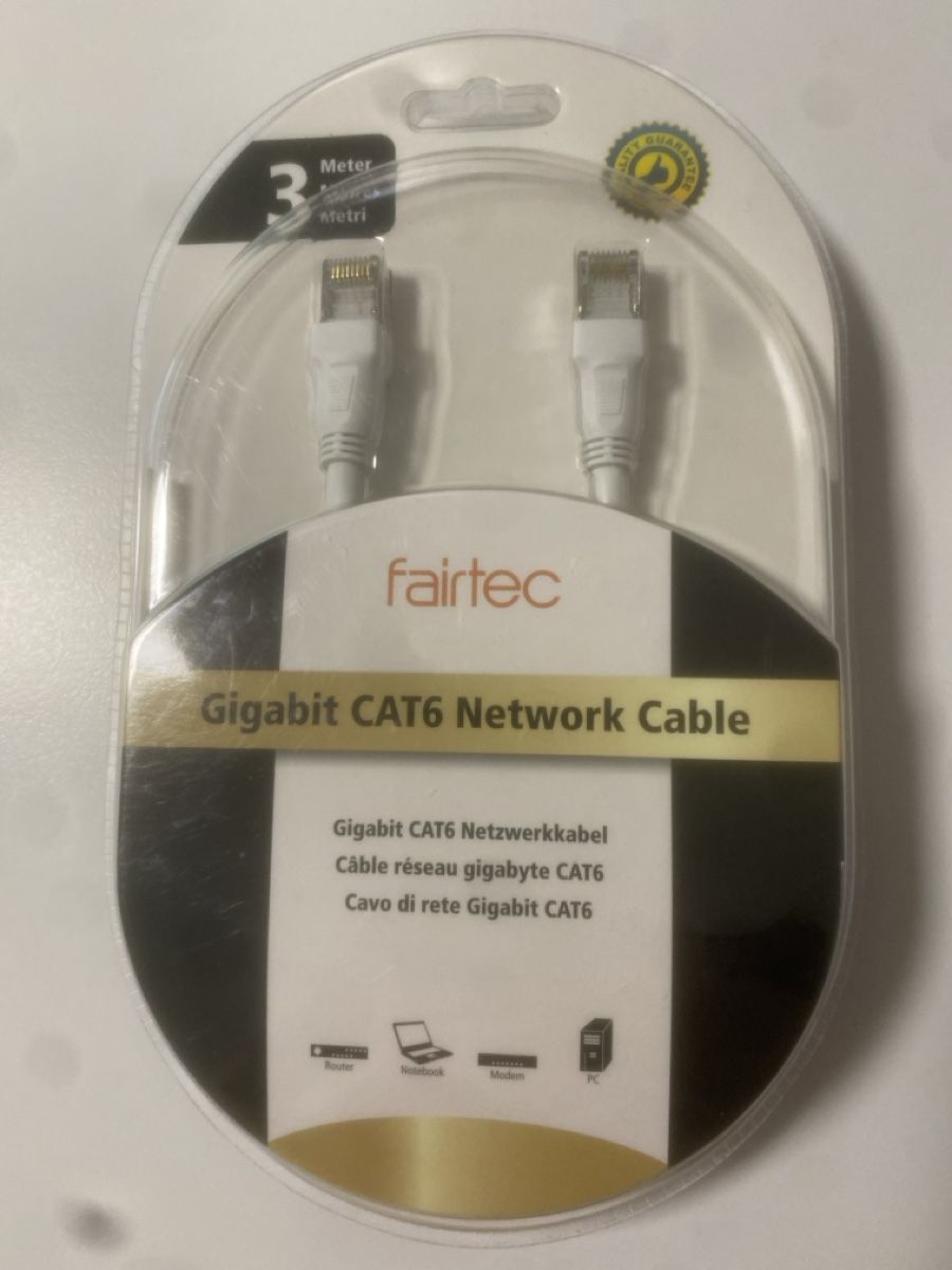 Cavi: Fairtec Gigabit CAT6 Netzwerkkabel 3m neu – Nuovo e nell'imballaggio originale da Oberägeri venduto da diamante100