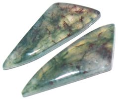 Anhänger Set gelocht L-6206 – 1 Paar Moos Achat Cabochon je
