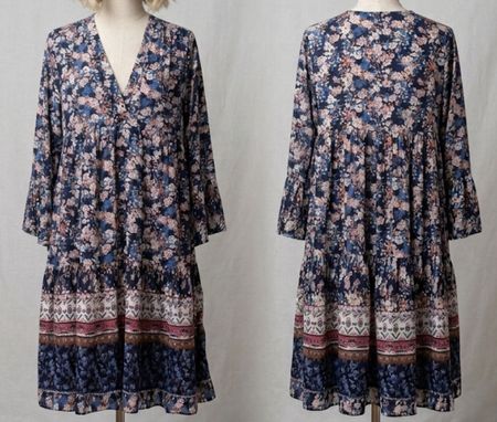Robe d'été fleurie, taille  M, manche longue, chic et légèr