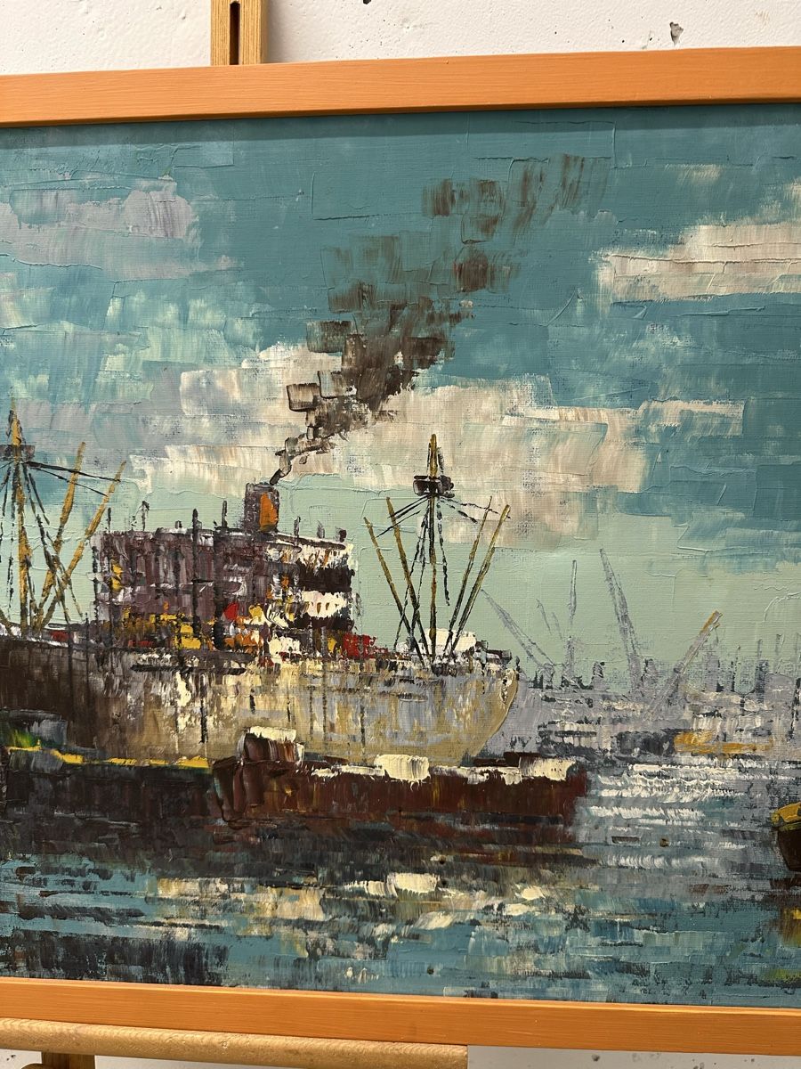 Dipinti: Gemälde A. V. Gogh Hafen Maritim Schiffe – Usato da Ebikon venduto da Gaenggeliwaar 3