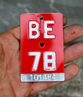 Velonummer BE 78 von 1978