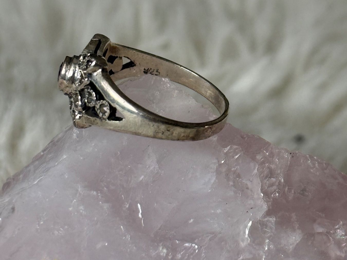 Anelli: Vintage Silberring 925 mit lila Stein – Usato da Istighofen venduto da Ringparadies 2