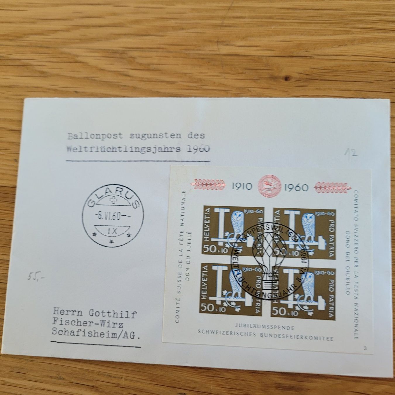 Tutti i francobolli: Dokument 1960 Rapperswil Glarus – Usato da Biel/Bienne venduto da Destockweb