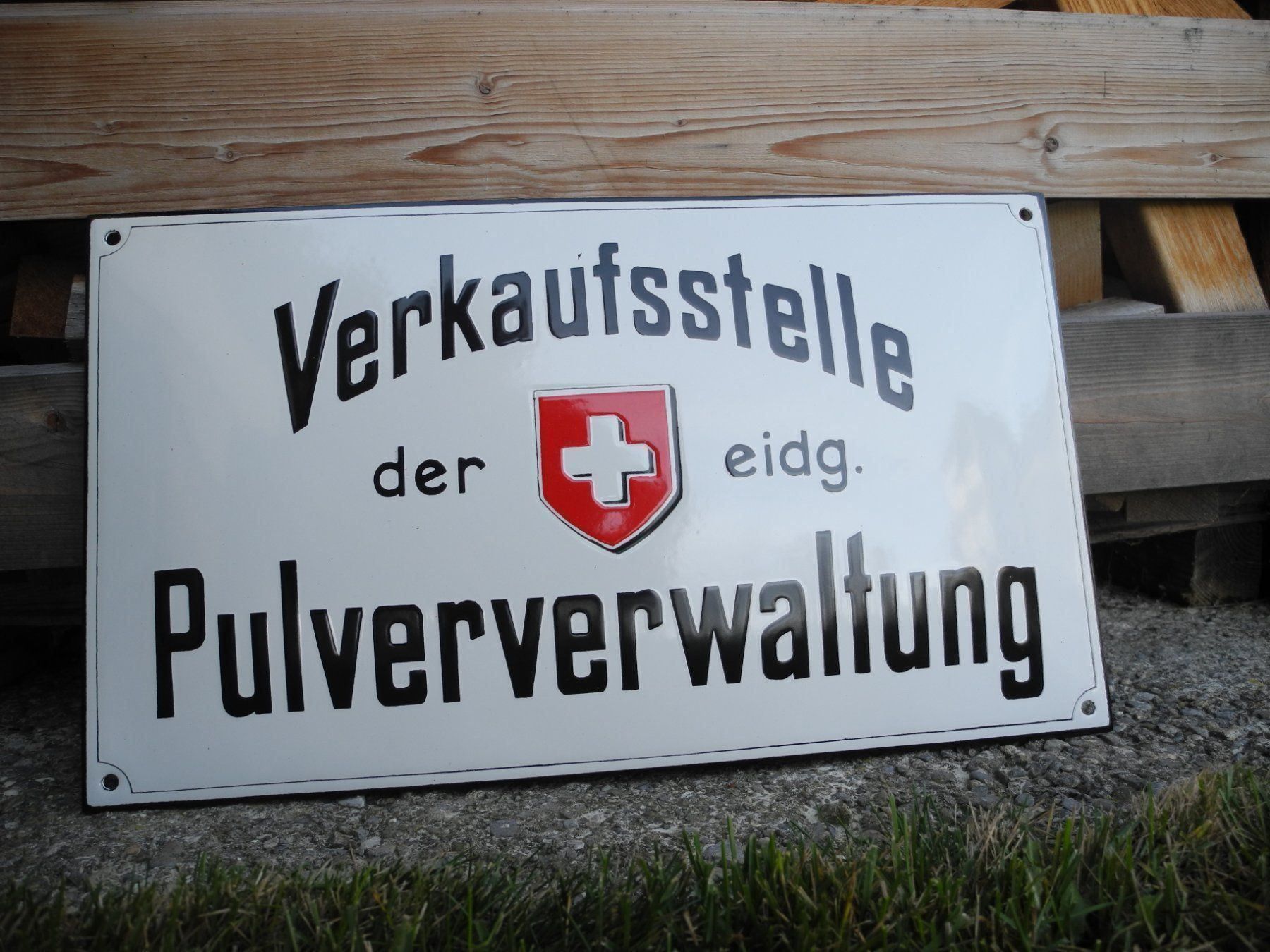 Insegne: PULVERVERWALTUNG EMAILLESCHILD – Nuovo (secondo la descrizione) da Reinach AG venduto da Huckleberrysix 2