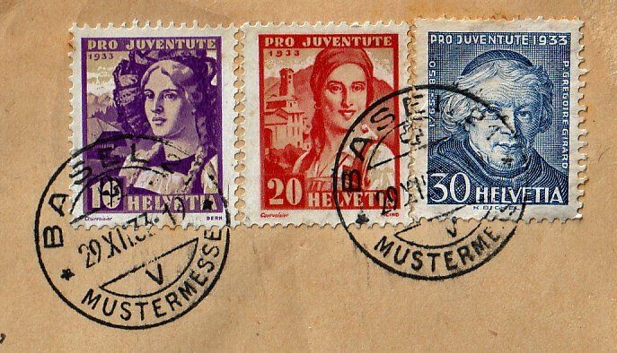 Alle Briefmarken: 1933 Pro Juventute J66-J68 auf Brief – Gebraucht aus Arlesheim von gaugi43 1