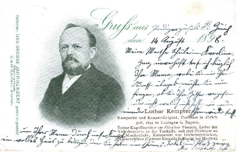Zürich Lothar Kempter Komponist + 1898 Kaufen auf Ricardo