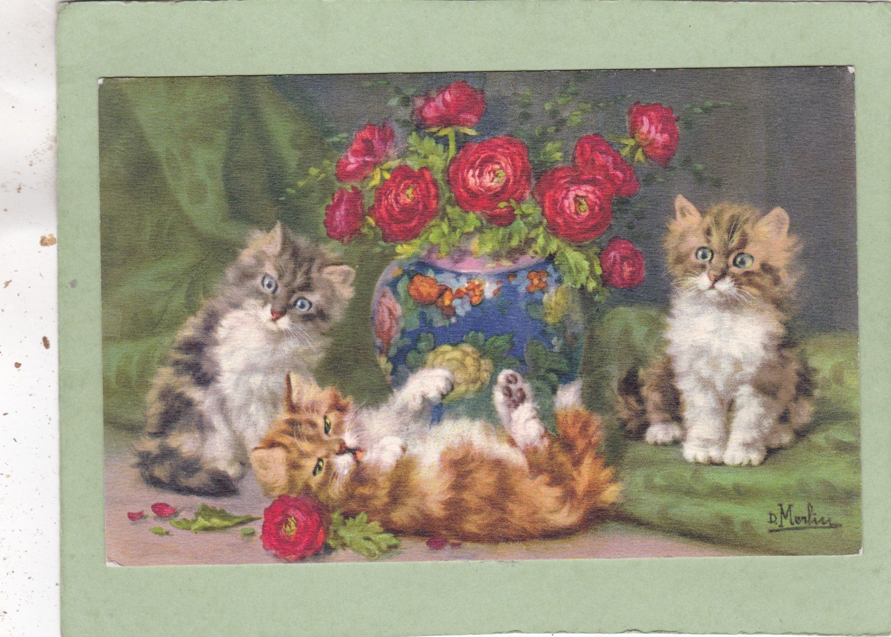 Cartoline postali: Kitsch Kunst Katzen Blumen 1942 – Usato da Herisau venduto da Lisegrat2008