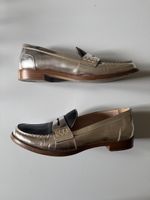 Miu Miu Loafer Leder Silber Schwarz Gr 38.5 
